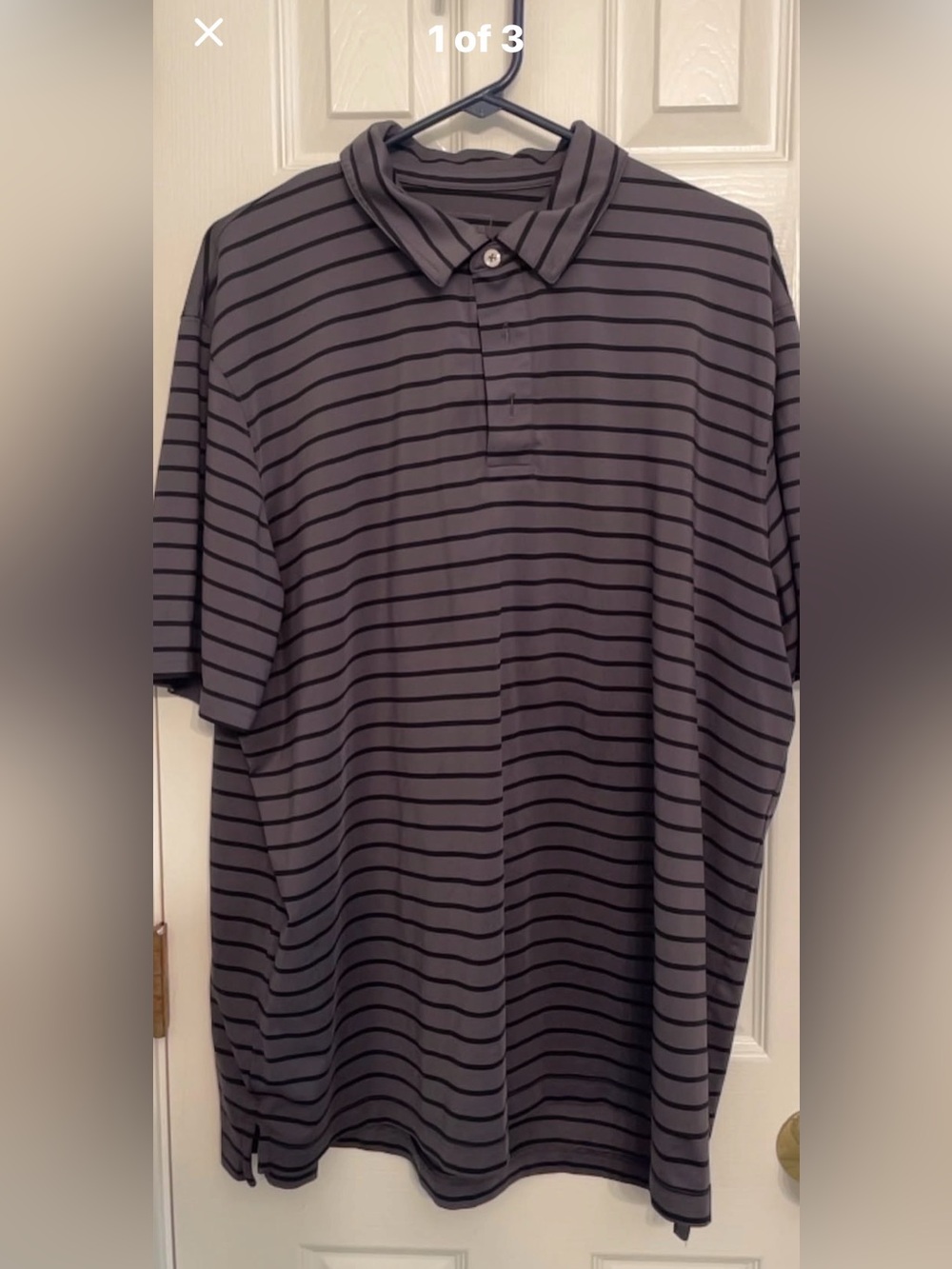 L.L. Bean Gray Polo with Black Stripes